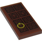 LEGO Reddish Brown Tile 2 x 4 with Gold Pull Ring Pattern Right Side Sticker (87079)