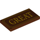 LEGO Reddish Brown Tile 2 x 4 with "Great" (87079 / 90844)