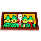 LEGO Reddish Brown Tile 2 x 4 with Group Picture Elves and Santa Sticker (87079)