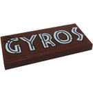 LEGO Rötlich-braun Fliese 2 x 4 mit 'GYROS' Aufkleber (87079)