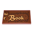 LEGO Roodachtig Bruin Tegel 2 x 4 met „he“ en „r Book“ Sticker (87079)
