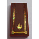 LEGO Reddish Brown Tile 2 x 4 with Holographic Gold Leaf Sticker (87079)