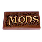LEGO Reddish Brown Tile 2 x 4 with Mons (Part 1 of „Monsters“) Sticker (87079)