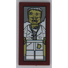 LEGO Reddish Brown Tile 2 x 4 with Monster Portrait Sticker (87079)