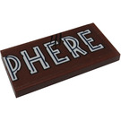 LEGO Reddish Brown Tile 2 x 4 with 'PHERE' Sticker (87079)