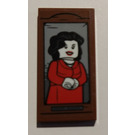 LEGO Roodachtig Bruin Tegel 2 x 4 met Photo of woman Sticker (87079)