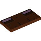 LEGO Rötlich-braun Fliese 2 x 4 mit Pink und Brown Rectangles (79499 / 87079)