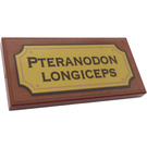 LEGO Reddish Brown Tile 2 x 4 with 'PTERANODON LONGICEPS' Sticker (87079)