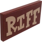 LEGO Reddish Brown Tile 2 x 4 with RIFF (Right Side) Sticker (87079)