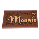 LEGO Reddish Brown Tile 2 x 4 with „T“ and „Monste“  Sticker (87079)