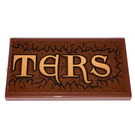LEGO Reddish Brown Tile 2 x 4 with Ters (Part 2 of „Monsters“) Sticker (87079)
