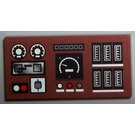 LEGO Reddish Brown Tile 2 x 4 with Train Controls Sticker (87079)