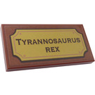 LEGO Reddish Brown Tile 2 x 4 with 'TYRANNOSAURUS REX' Sticker (87079)