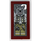 LEGO Rötlich-braun Fliese 2 x 4 mit Werewolf Portrait Aufkleber (87079)