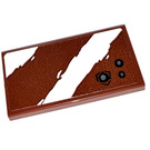 LEGO Reddish Brown Tile 2 x 4 with White Stripes and Bullet Holeson Reddish Brown Sticker (87079)