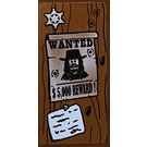 LEGO Brun rougeâtre Tuile 2 x 4 avec Wood Grain, Sheriff Badge, et 'WANTED $5,000 REWARD' Poster Autocollant (87079)