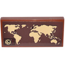 LEGO Reddish Brown Tile 2 x 4 with World Map Sticker (87079)