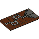 LEGO Reddish Brown Tile 2 x 4 with Zipper and belts (1384 / 87079)