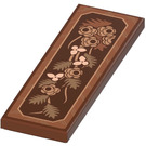 LEGO Reddish Brown Tile 2 x 6 with Flower Pattern Wood Panelling (Right) Sticker (69729)