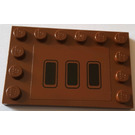 LEGO Brun rougeâtre Tuile 4 x 6 avec Goujons sur 3 Edges avec Trois Noir Rectangular Air Vents Modèle