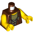 LEGO Marrón rojizo Torso, Reddish-Marrón Tied Waistcoat, Tostado oscuro Chaleco y Amarillo Manos (973 / 76382)