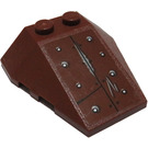 LEGO Reddish Brown Wedge 4 x 4 Triple with Silver Rivets, Scratches, and Exposed Metal Sticker with Stud Notches (48933)