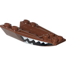 LEGO Roodachtig Bruin Wig 6 x 4 Drievoudig Gebogen Omgekeerd met Smiling Jaws met Tanden Sticker (43713)