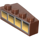 LEGO Reddish Brown Wedge Brick 2 x 4 Left with 4 Yellow Windows Sticker (41768)