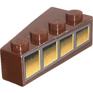 LEGO Brun rougeâtre Coin Brique 2 x 4 Droite avec 4 Jaune Windows Autocollant (41767)