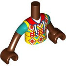 LEGO Reddish Brown Zac with Red, Yellow and Green Hoodie Friends Torso (92456)