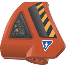 LEGO Reddish Orange Curved Panel 3 x 3 x 2 Left  with Warning Stripes and Pipe Connections Sticker (2395)