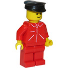 LEGO Repair Shop Owner with Red Zipper and Black Hat Minifigure