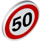 LEGO Roadsign Clip-on 2 x 2 Round with '50' Speed Limit (30261)