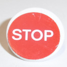 LEGO Roadsign Clip-on 2 x 2 Round with 'STOP', Thin Font Sticker (30261)
