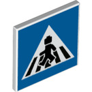 LEGO Roadsign Clip-on 2 x 2 Square with Minifigure in Crosswalk with Open 'O' Clip (15210 / 73909)