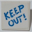 LEGO Roadsign Clip-on 2 x 2 Square with "KEEP OUT!" Sticker with Open 'O' Clip