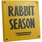 LEGO Roadsign Clip-on 2 x 2 Square with Sign „RABBIT SEASON“ with Open 'O' Clip (15210)