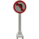 LEGO Roadsign Rund med No Venstre Turn hvid (80039)