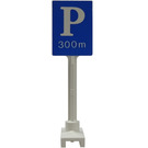 LEGO Roadsign Square Tall with Parking and 300m Pattern