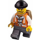 LEGO Robber s Knír, oranžová Vesta a Open Pytel Minifigurka