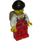 LEGO Robber med Stripped Skjorta, Stained Röd Overall och Open Säck Minifigur