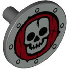 LEGO Round Shield 2 x 2 with Skull on Red Background (59231)