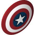 LEGO Round Shield with Curved Face with Captain America Star in Dark Blue Circle (10532 / 17459)