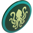 LEGO Round Shield with Curved Face with Kraken and Dark Turquoise Border (75902 / 113050)