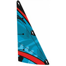 LEGO Sail with Red and Black Stripes, Blue Gear