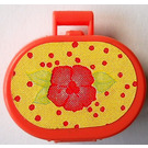 LEGO Salmon Oval Case with Handle with Pink Flower and Red Dots on Light Yellow Sticker (6203)