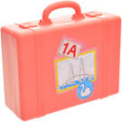 LEGO Lachs Koffer mit Film Scharnier mit "1A" und Bridge Aufkleber (33007)