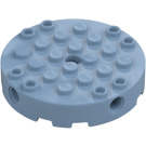 LEGO Sand Blue Brick 6 x 6 Round with Technic Pin Hole (18897)