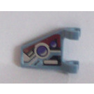 LEGO Sand Blue Flag 2 x 2 Angled with 2 Purple Lights and Silver, Dark Red and Black Markings Pattern, Model Right Sticker without Flared Edge (44676)