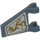 LEGO Sand Blue Flag 2 x 2 Angled with Gold Dragons, Perpendicular Orientation (Both Sides) Sticker without Flared Edge (44676)